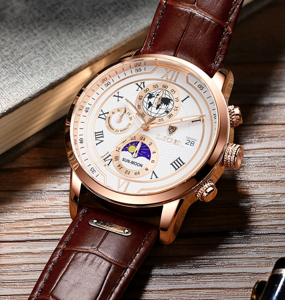 Chronograaf Horloge met Premium Leren Band