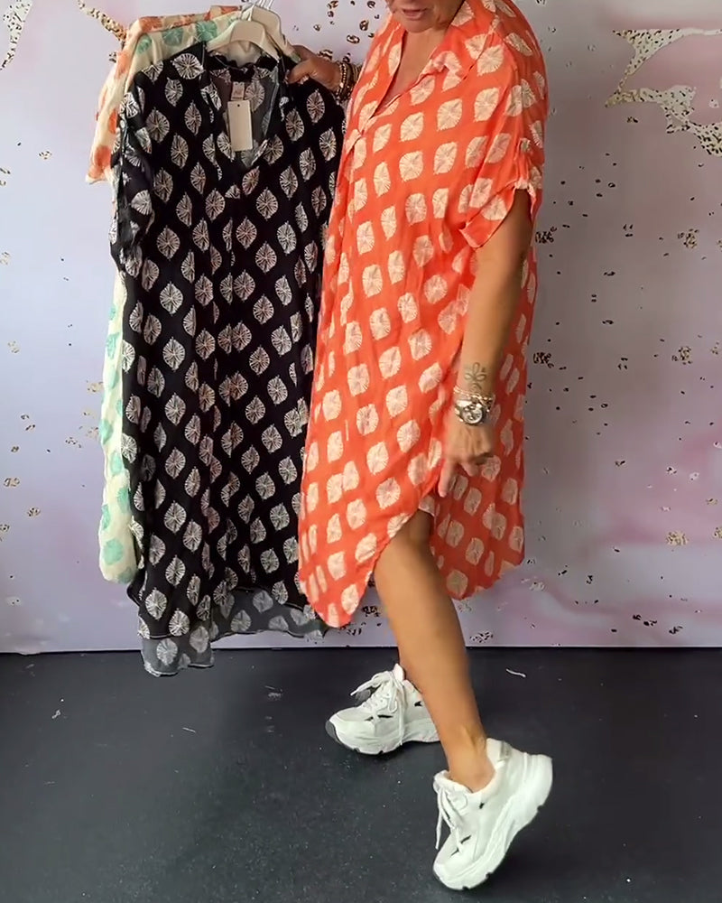 Teren™ | Ruime Zomerjurk met Reverskraag en Korte Mouwen