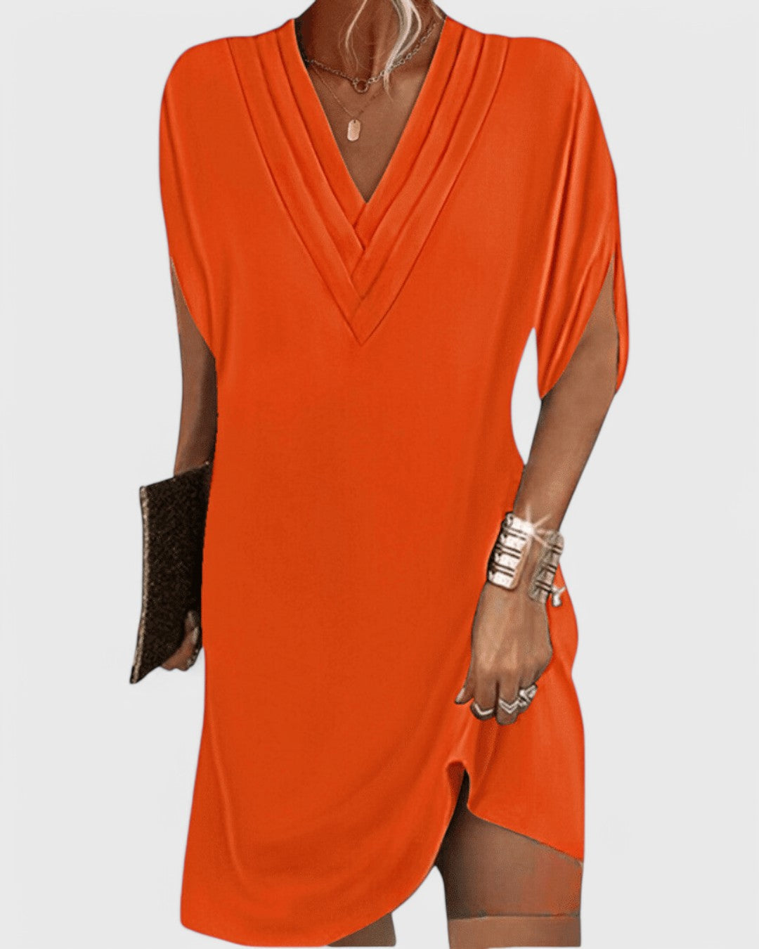 Selina™ | Elegante Jurk met Flatterende Snit en V-Hals