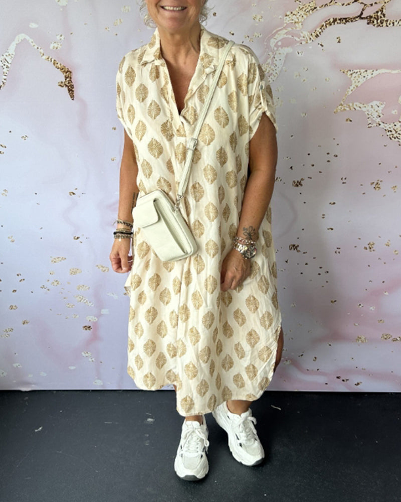 Teren™ | Ruime Zomerjurk met Reverskraag en Korte Mouwen