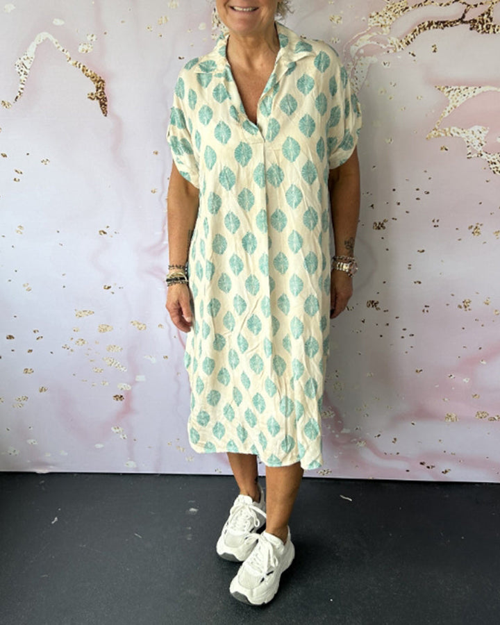 Teren™ | Ruime Zomerjurk met Reverskraag en Korte Mouwen