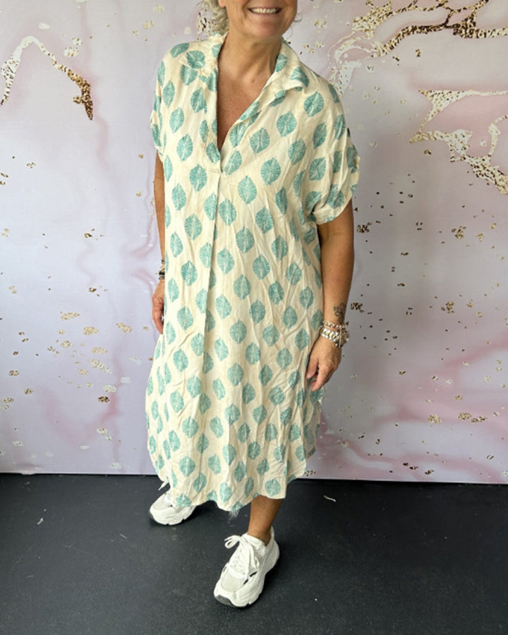 Teren™ | Ruime Zomerjurk met Reverskraag en Korte Mouwen