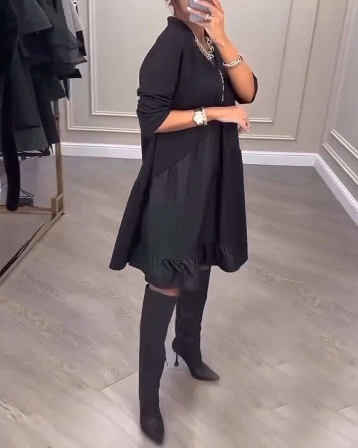 Zenfira™ | Elegante Jurk met V-hals en Artistieke Geest