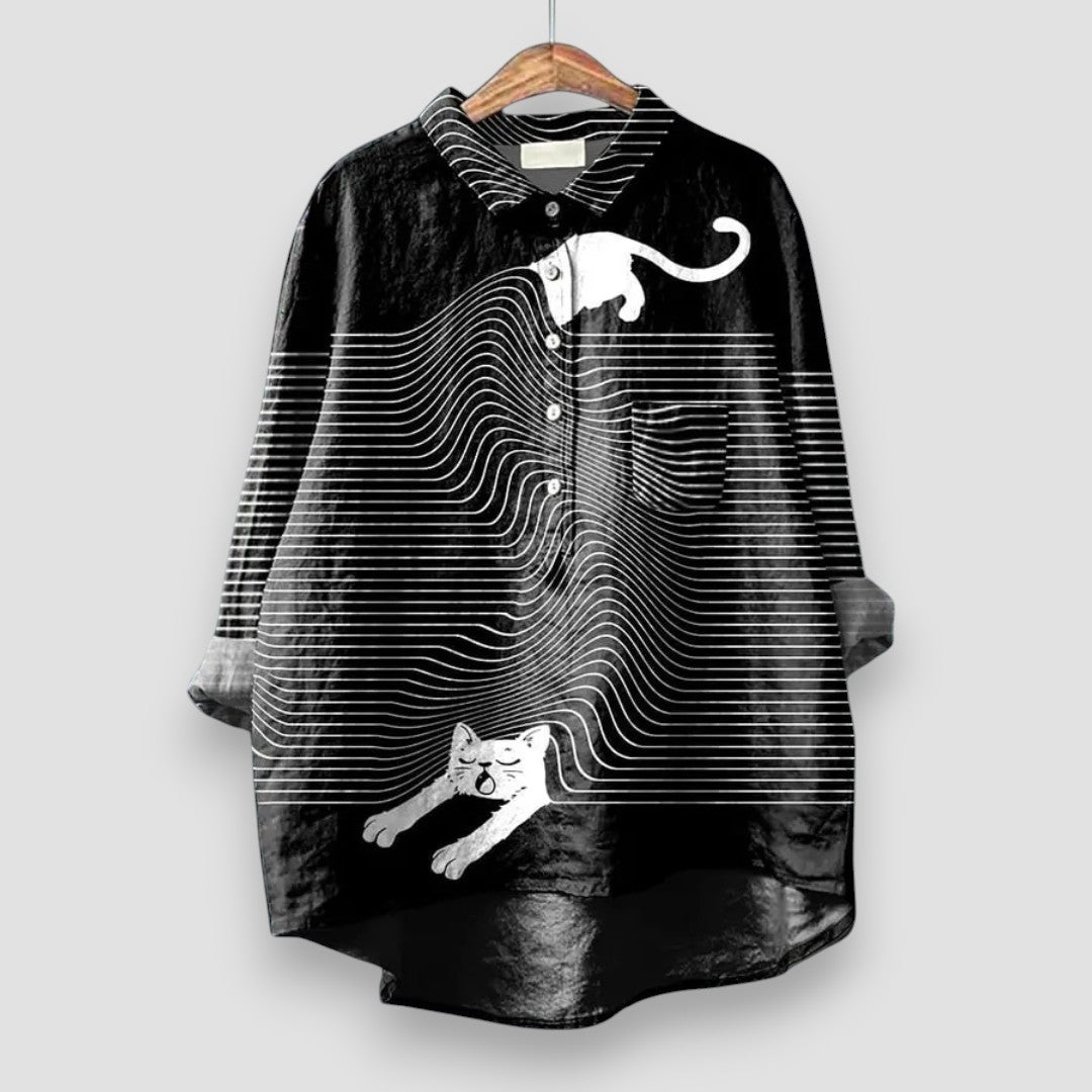 Gani™ | Damesblouse met Elegante Hondenprint