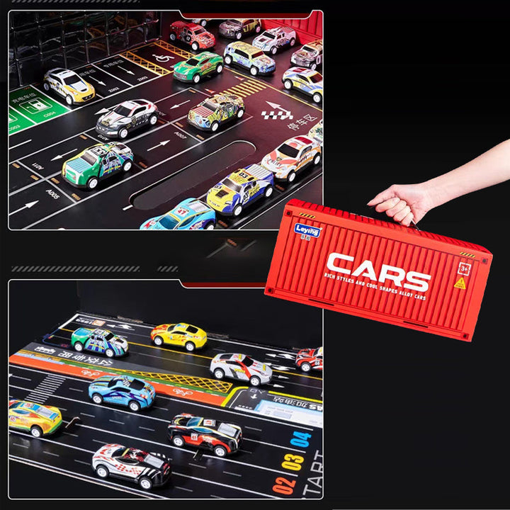 🎅 Christmas Sale -50% 🎁 48 Mini Racing Cars with Integrated Garage!