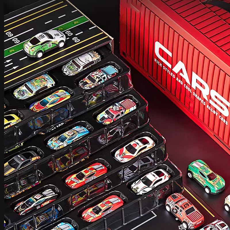 🎅 Christmas Sale -50% 🎁 48 Mini Racing Cars with Integrated Garage!