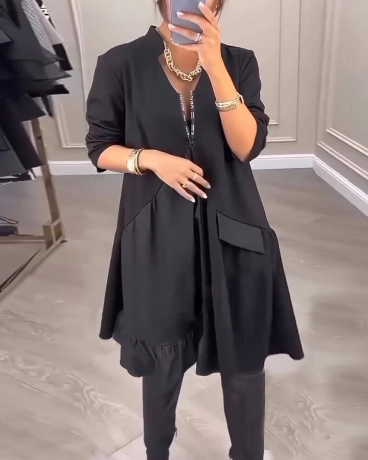 Zenfira™ | Elegante Jurk met V-hals en Artistieke Geest