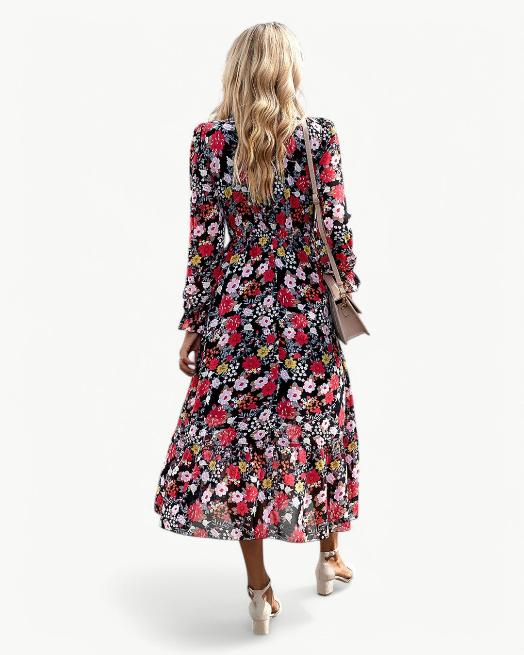 Elizza™ | Midi Bloemenjurk Romantisch met Lange Mouwen