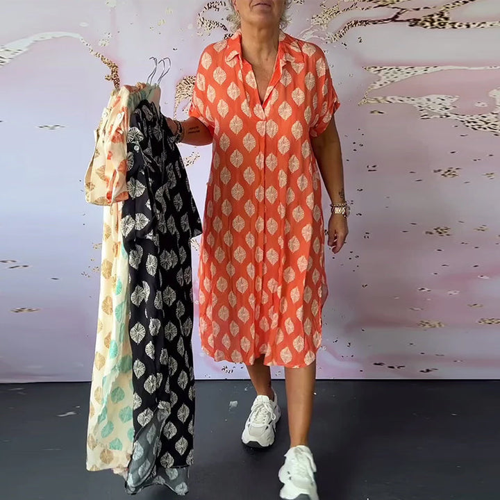 Teren™ | Ruime Zomerjurk met Reverskraag en Korte Mouwen