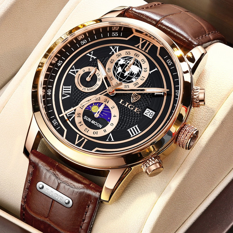 Chronograaf Horloge met Premium Leren Band