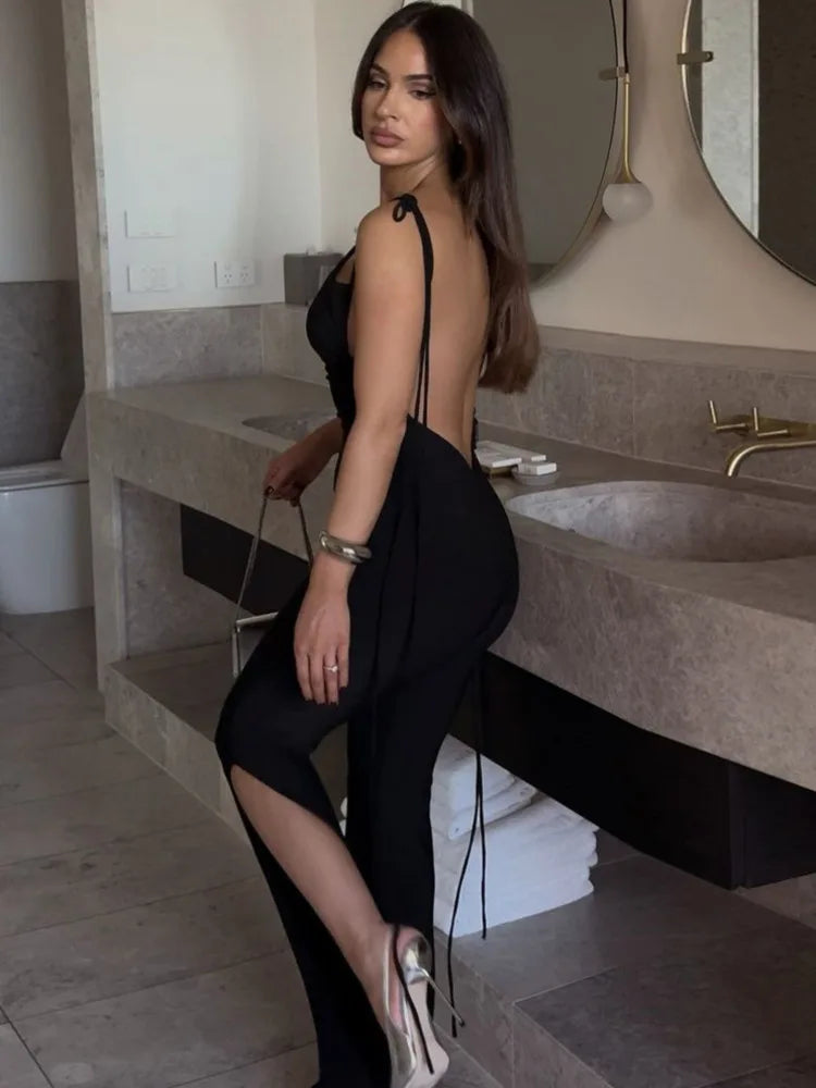 Tazu™ | Glamour Jumpsuit zonder Mouwen en Met Open Rug