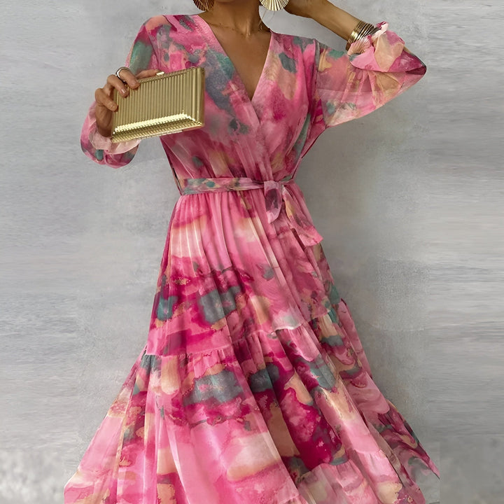 Miele™ | Kleurrijke Maxidress met Elegante V-hals