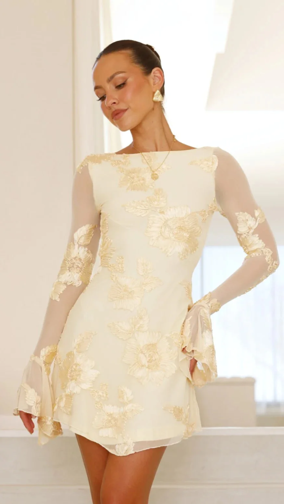 Helise™ | Mini Jurk Elegant met Bloemaccenten