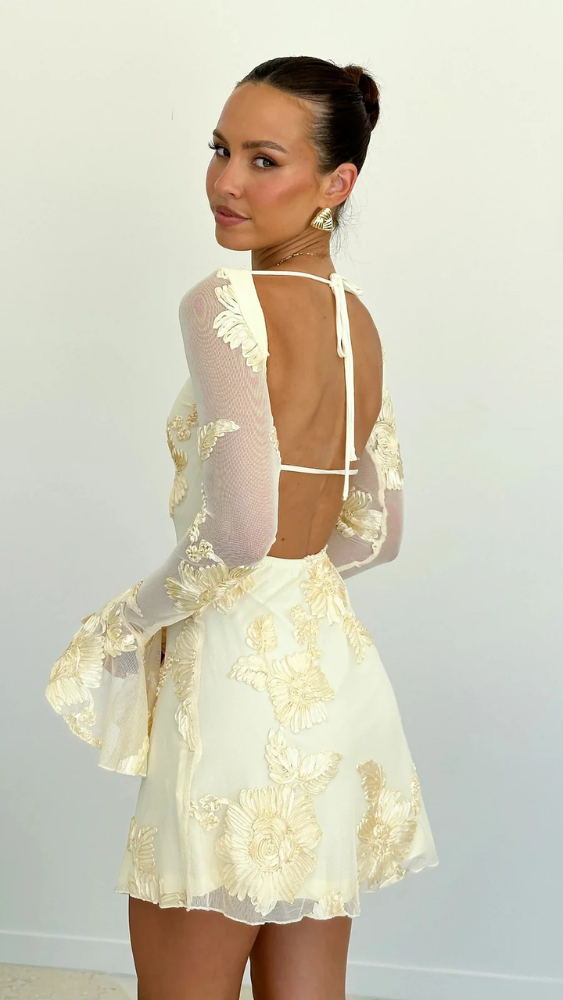 Helise™ | Mini Jurk Elegant met Bloemaccenten