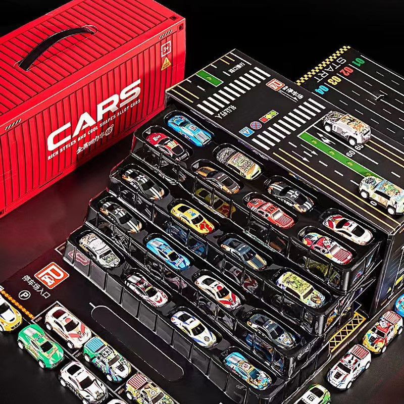 🎅 Christmas Sale -50% 🎁 48 Mini Racing Cars with Integrated Garage!
