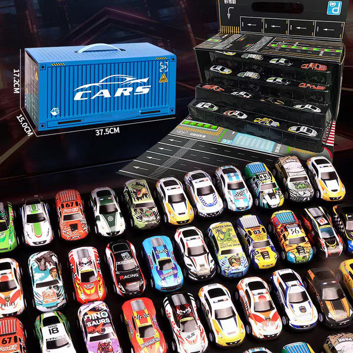 🎅 Christmas Sale -50% 🎁 48 Mini Racing Cars with Integrated Garage!