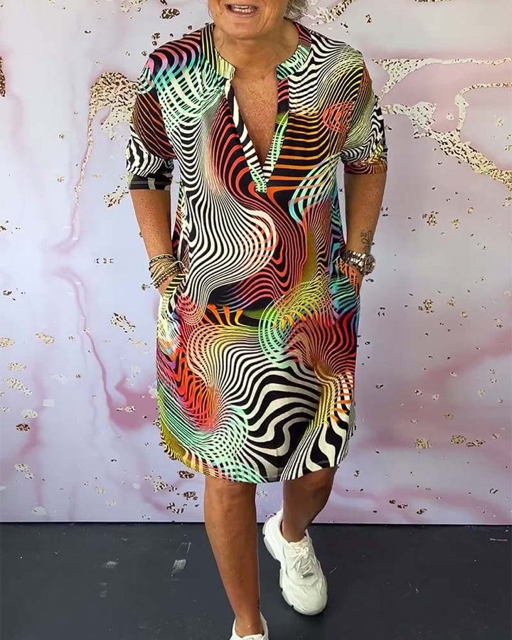 Anelisse™ | V-hals Kleurige Jurk