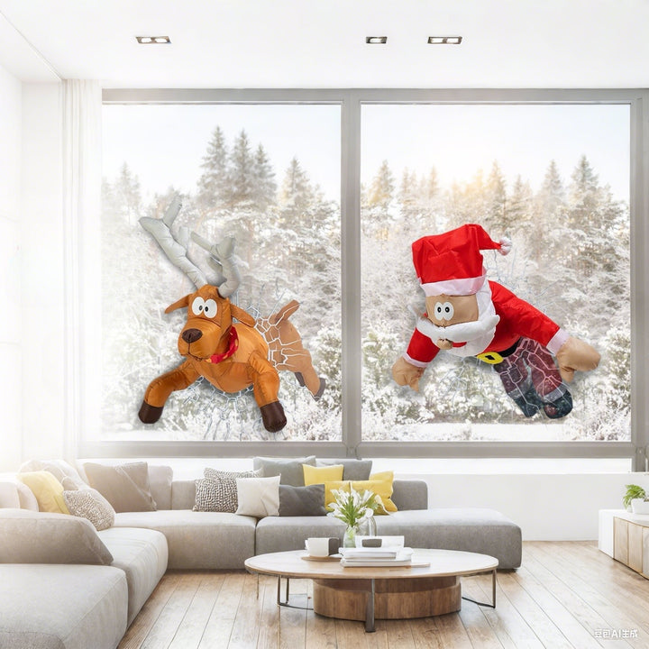 Decorative Set Santa Claus and Reindeer with Breaking Effect