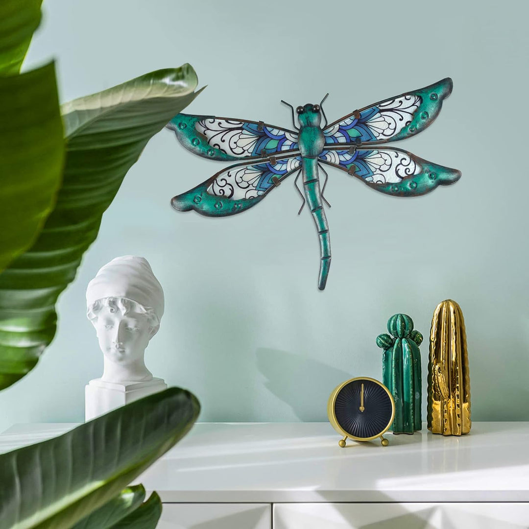 Green Metal Dragonfly Wall Decoration