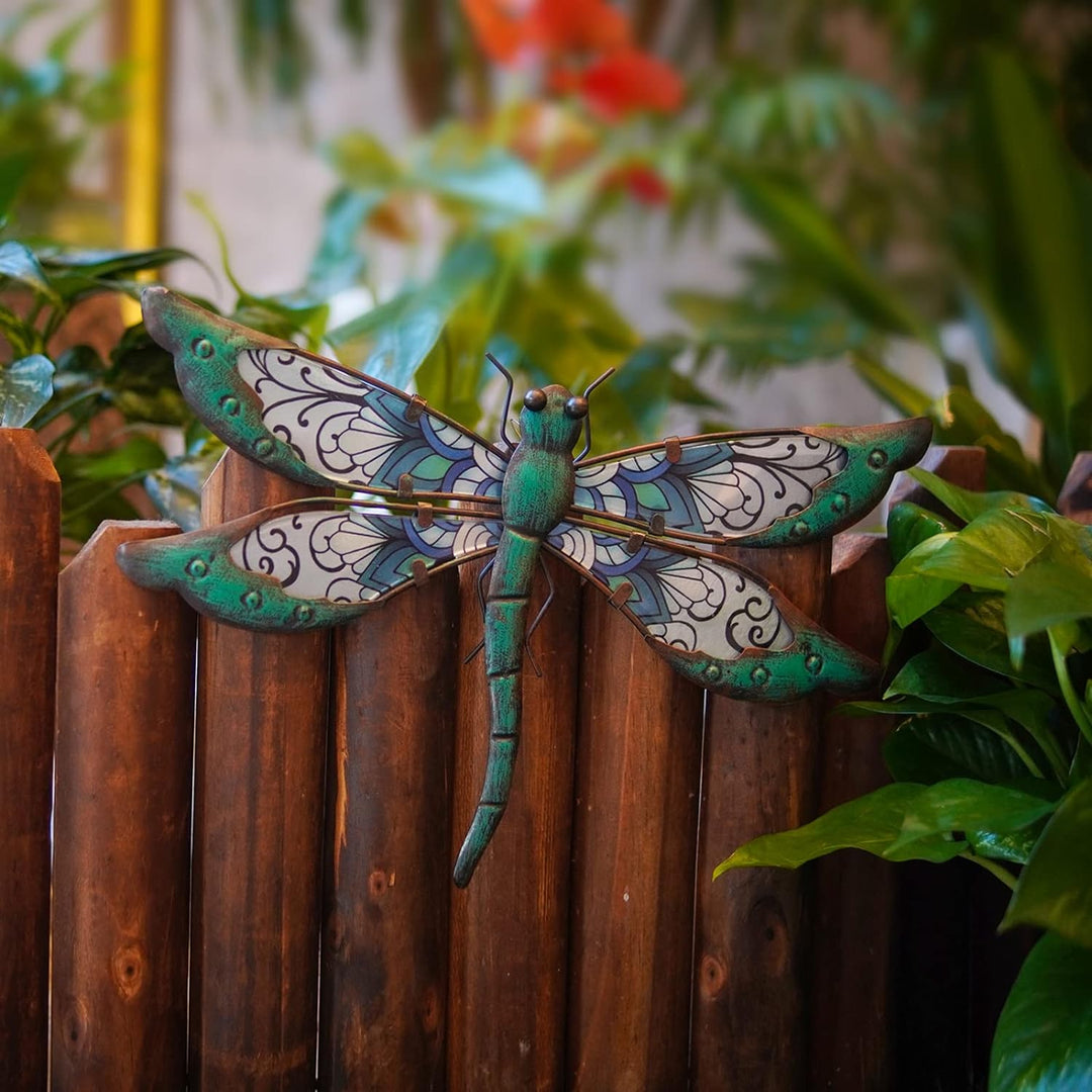 Green Metal Dragonfly Wall Decoration