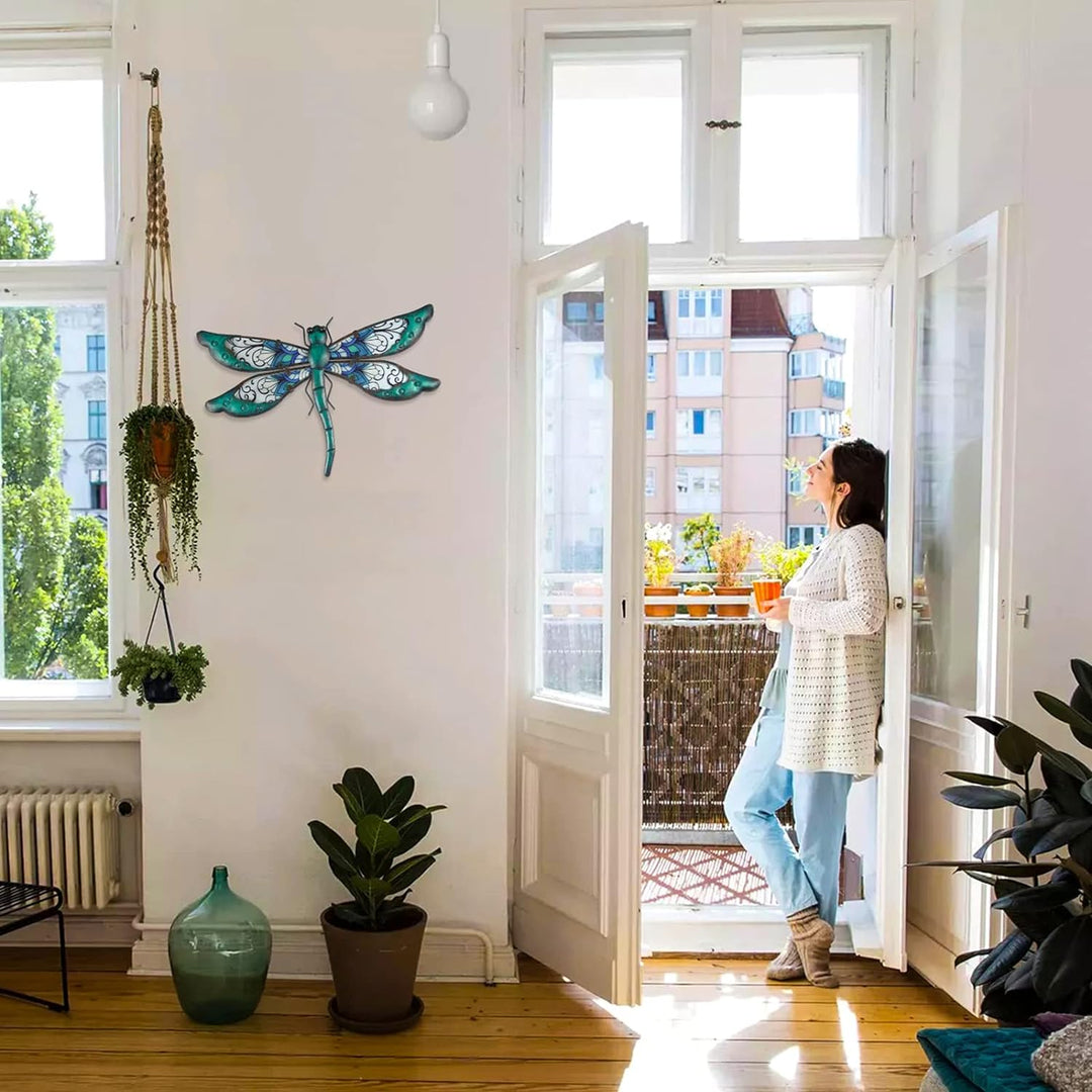 Green Metal Dragonfly Wall Decoration