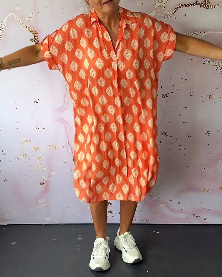 Teren™ | Ruime Zomerjurk met Reverskraag en Korte Mouwen