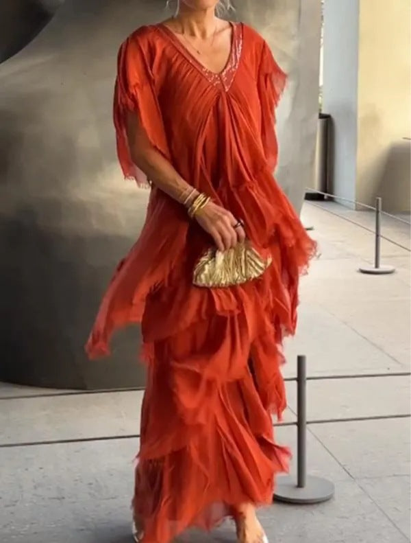 Elora™ | Elegante Lange Jurk met Bloemenpatroon