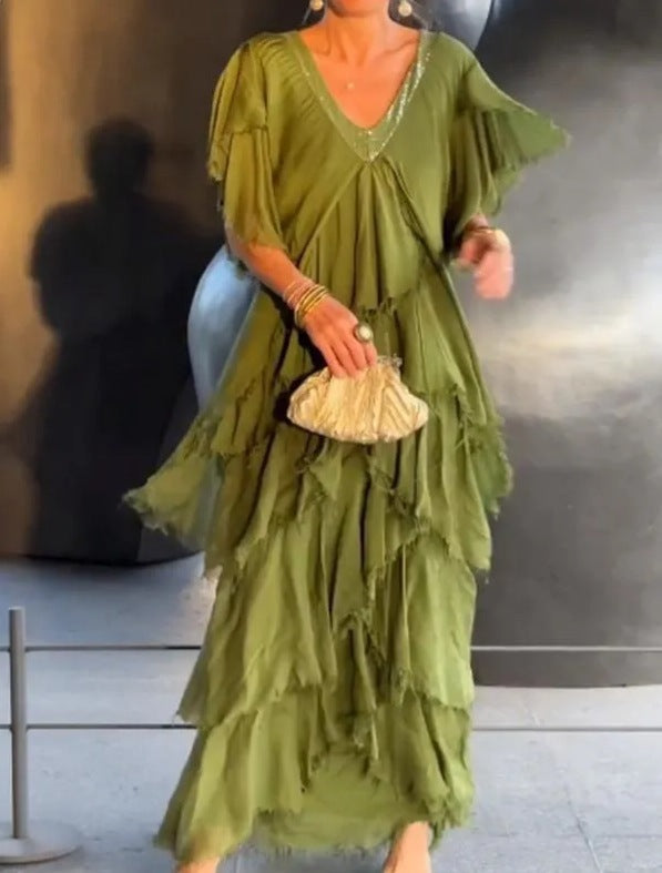 Elora™ | Elegante Lange Jurk met Bloemenpatroon