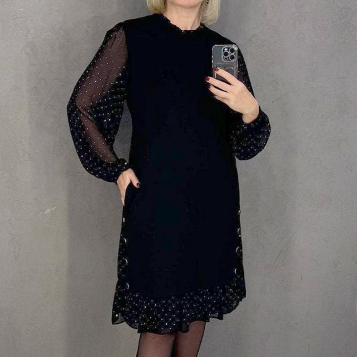 Astrarel™ | Elegante jurk met ronde hals in zirconium