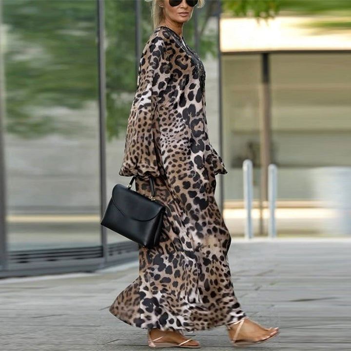 Kova™ | Elegante Vloeiende Jurk met Luipaardprint